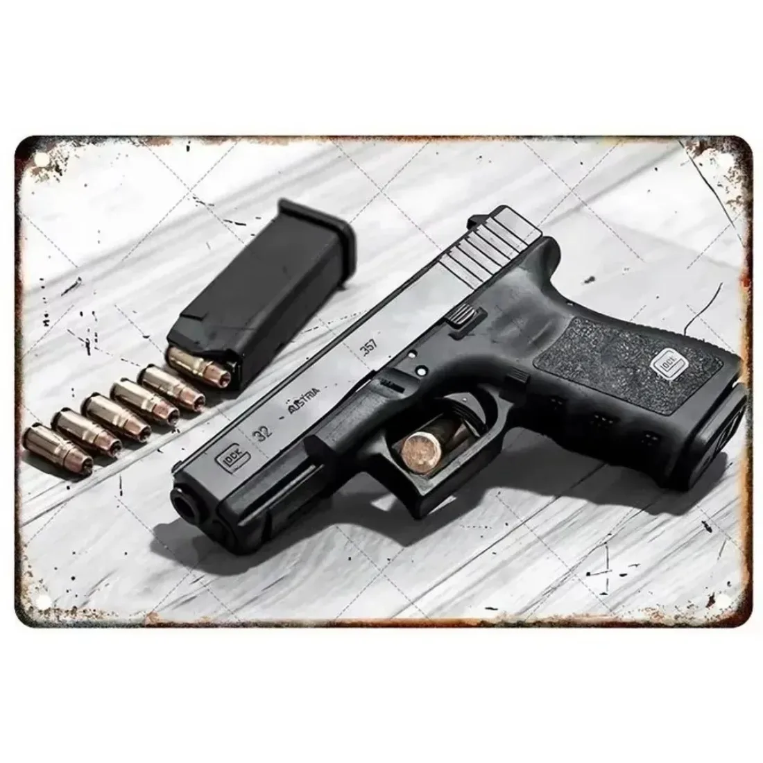 Pistol Metal Signs Wall Decoration Man Cave Home Cafe Garden Club Bar