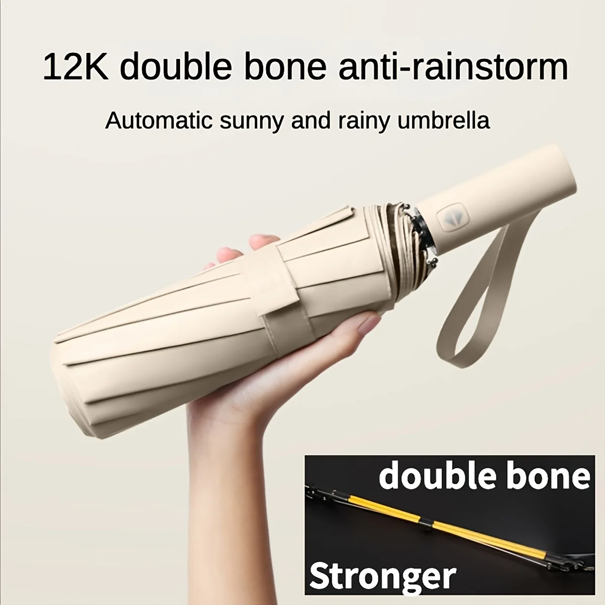 Extra-large auto-folding umbrella: double-reinforced frame, UV & windproof. Durable, compact, all-weather essential.