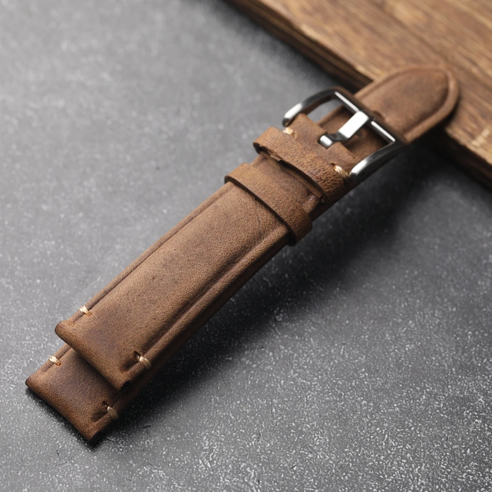 Handmade Vintage Crazy Horse Leather Cowhide Bracelet - Brown