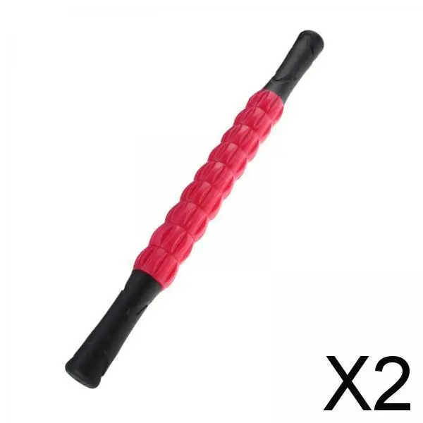 

2xPortable Muscle Roller Stick for Athletes Full Body Massage Sticks Rose Red