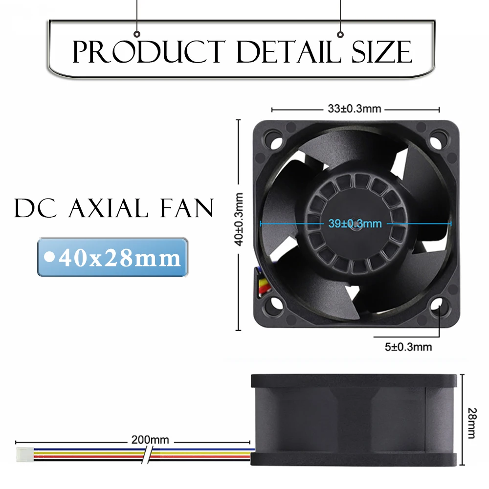 Refrigerador Poderoso 4pin de Alta Velocidade do fã 4028 do Impulsionador do Rolamento de Esferas Duplo da C.c. 12v 40x28 mm de Peças Gdstime 4pin com Função de Pwm para Refrigerar de Avc - Imagem 5