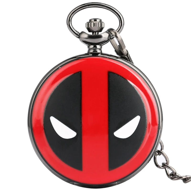 Marvel Deadpool Comic Black Antique Quartz Pocket Watch Cartoon Cazzuto Fob Chain Pendant Clock Cosplay Gifts For Men Women Fans