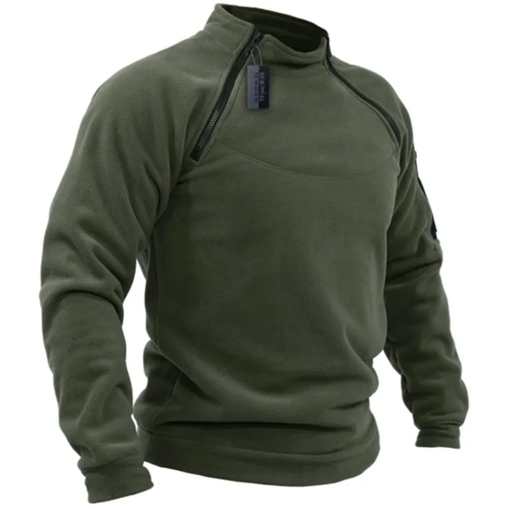 Men's sweater loose solid color outdoor warm breathable tactics long sleeve sweater