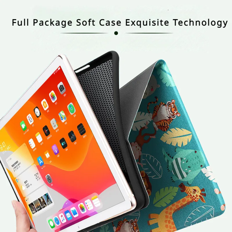 Cute Cat Dinosaur Painted Silicone Tablet Case