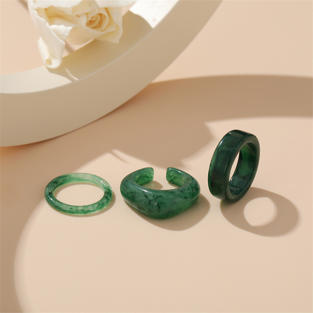 Ring Set Wholesale 2022 Summer Fashion Fruits Flowers Geometric Chain Candy Color Opening Rings Women Finger Jewelry