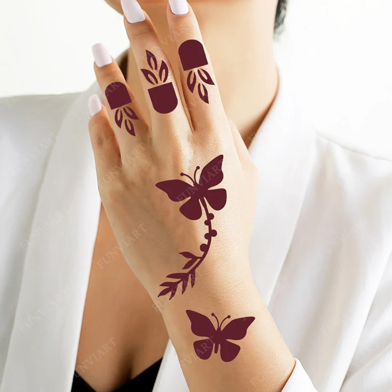Henna Tattoo Stencils Reusable Henna Tattoo Stencil for Hand Moon Flower Mehndi Stencils Designs Painting Tattoo Template DIY Supplies