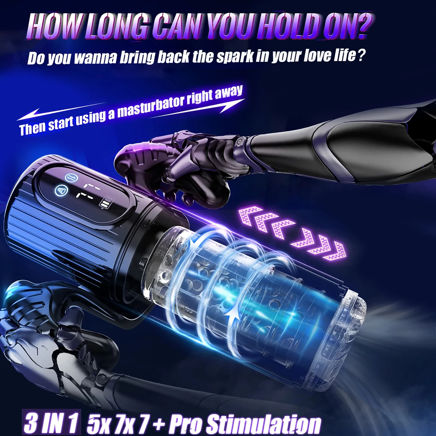 HeartCaptor Electric Thrusting Rotating Piston Stroker for Men Automatic Telescopic Masturbation Cup TPE ABS Material - Details 4
