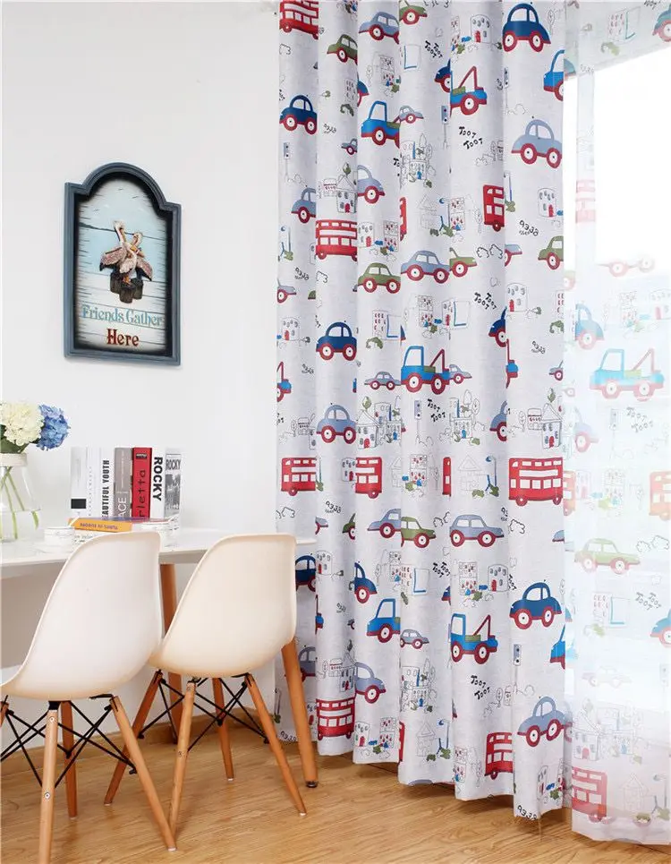 Jealous Cartoon Car Curtains Window Treatments Sheer Curtains For Kids Children Room Living Room Baby Boys Curtains 146&C