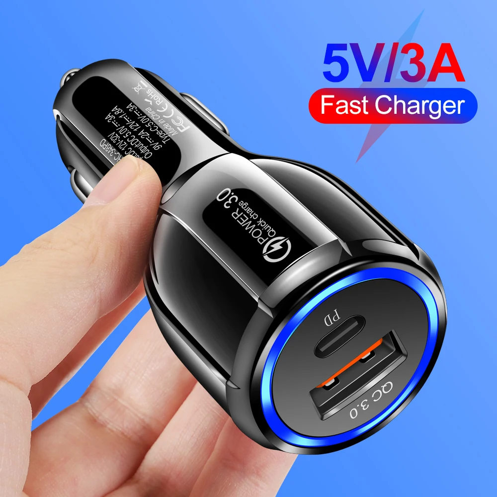 5A USB C Car Charger Quick Charge 3.0 For Huawei Mate 40 50 Xiaomi 12 iPhone 12 13 PD Type C 15W Fast  Car USB Type-C Charger