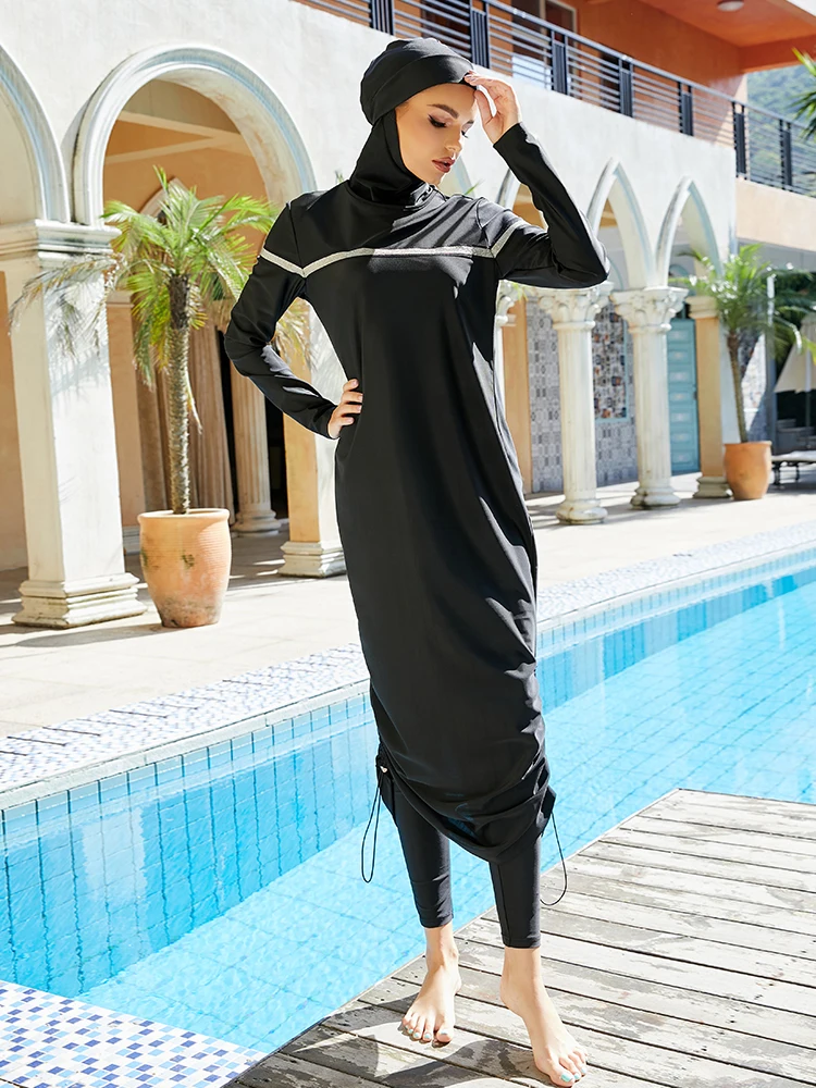 Summer Women Muslim Swimwear Long Dress Pants Burkini Islamic Swimsuit Modest Swim Surf Wear Sport Suit