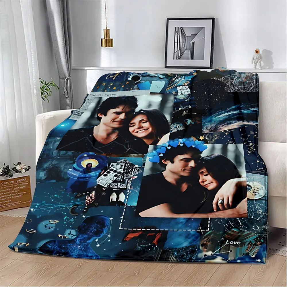 Damon Salvatore The Vampire Diaries Printed Picnic Blankets Warm Blanket Soft and Comfortable Blanket Home Travel Birthday Gift 5