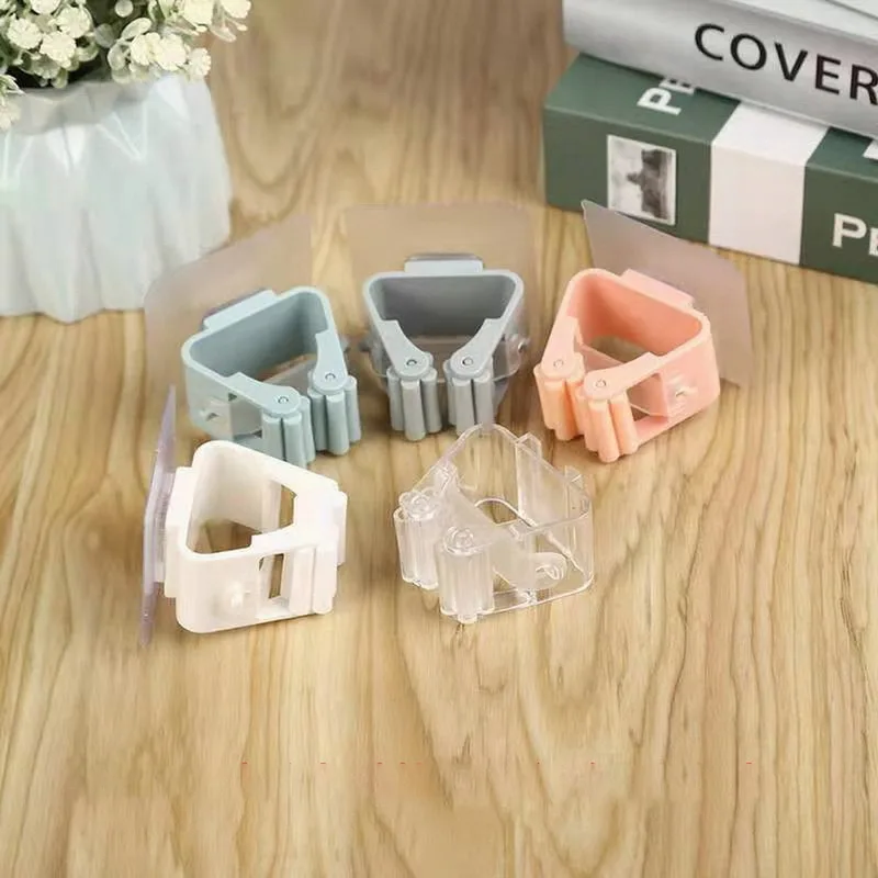 2/4Pc Self-Adhesive Hooks Wall Mounted Mop Holder For Bathroom Storage Towel Rack Punch-free Bathroom Suction Hanging Clip Hooks