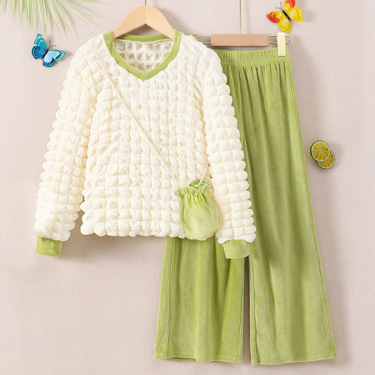 

2023 Big Kids Clothes Girl Outfit Yellow Long Sleeve Shirt + Pants Girls 2Pcs Set 8-18 Years Autumn Fashion Causal Children Suit