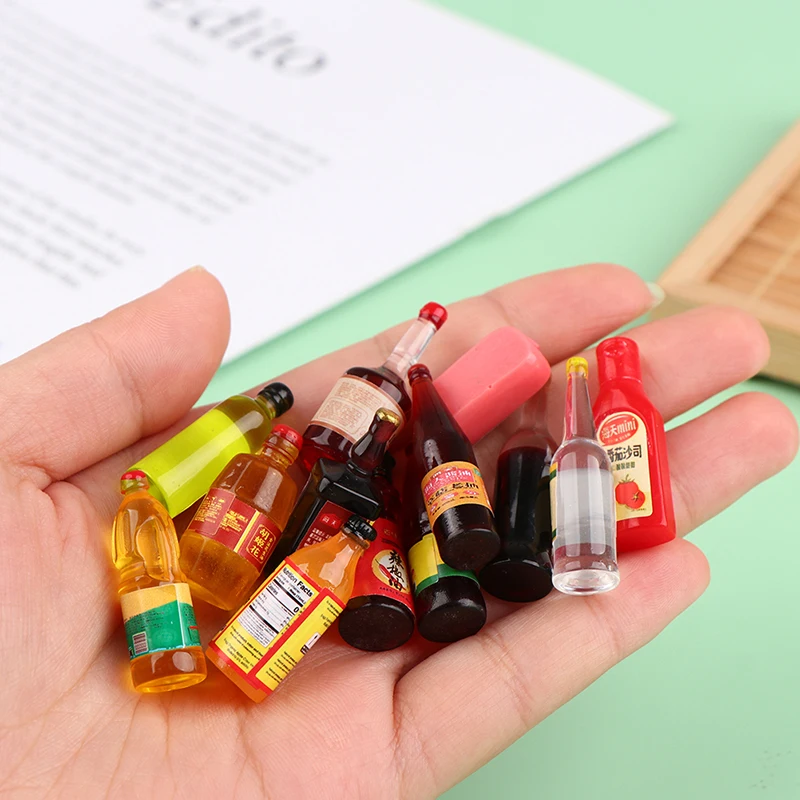 5Pcs Dollhouse Simulation Miniature Landscape Condiment Cute Miniature Dollhouse Supermarket Food Snacks Mini Cake Wine Drink 5