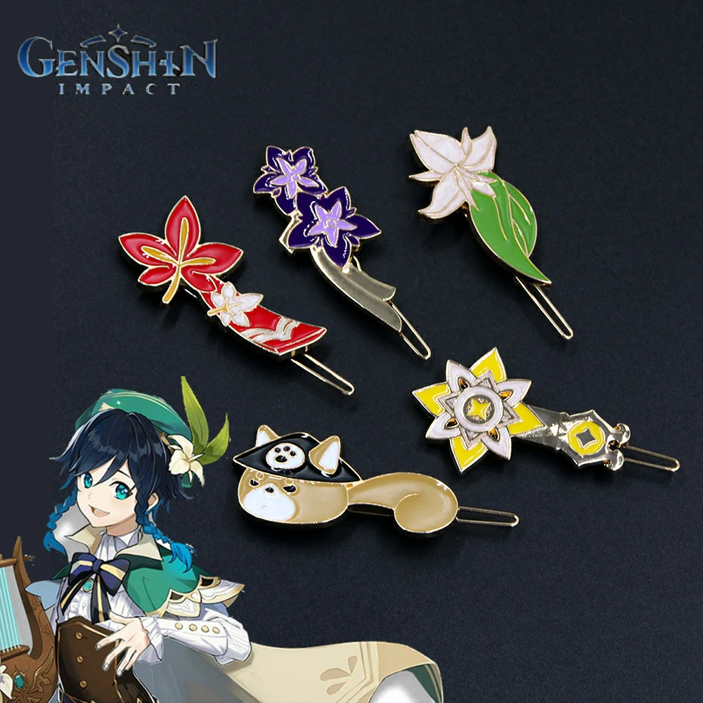Hot Game Genshin Impact Hair Pins Barbatos Venti Raiden Albedo Kazuha  Cosplay Hairwear Accessories For Women Girl Jewelry Gift - Brooches -  AliExpress