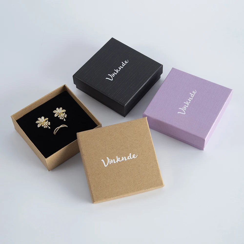 100-Pack Bulk 9x9x3cm White Jewelry Packaging Box Custom Logo