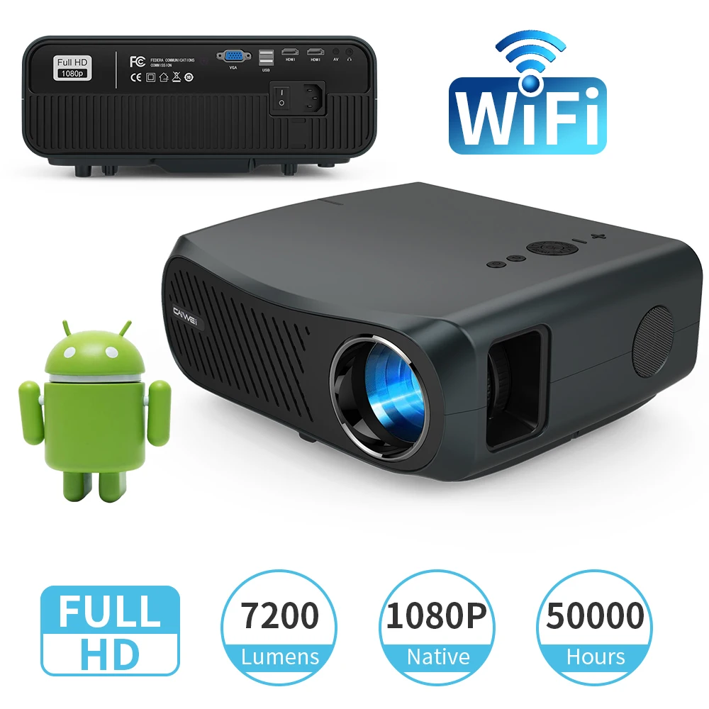 CAIWEI 900DAB Video Projector Android 6.0 System 1080P Native Resolution Miracast 200 Inch Home Theater Led Projector Beamer digital projector Projectors