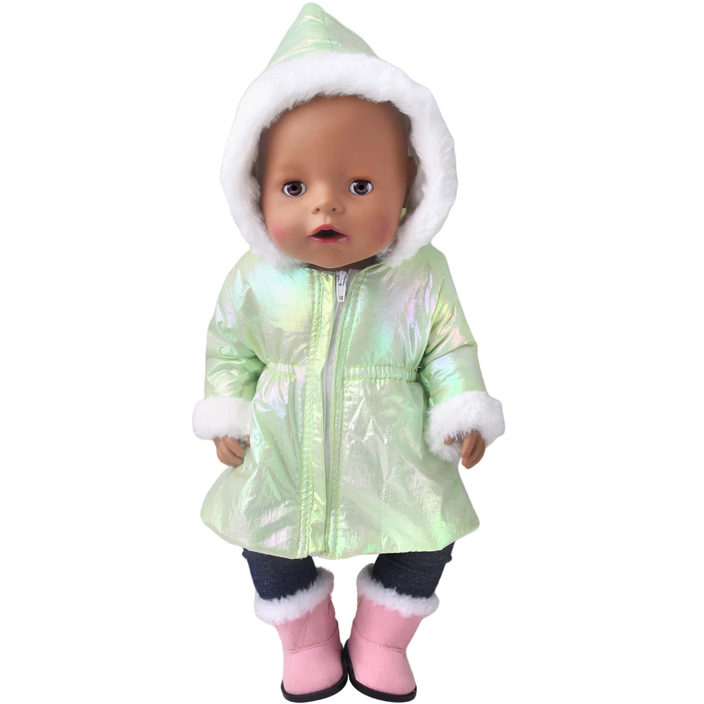 43Cm Doll Clothes  Green Series Plush Down Jacket Kawaii Fit 18 Inch Doll Boys & Girls Toy Accessories  Gifts f967