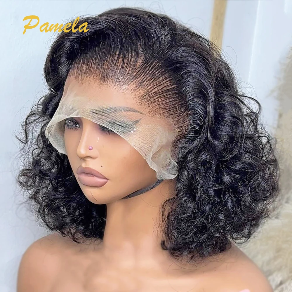 Double Drawn Glueless Wig Human Hair Loose Deep 250% High Density Short Bob 4x4 5x5 Transparent Lace Closure Wigs Ready To Go