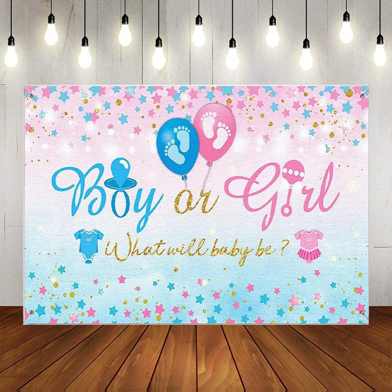 Gender Reveal Party Background Sfondo Ragazzo O Ragazza Blue Pink Party Reveal Banner Baby Shower Photography Photo Booth Decoration