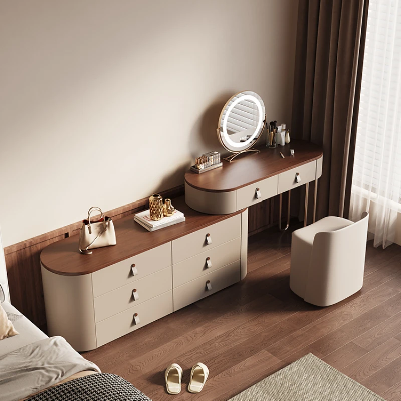 

Modern Luxury Vanity Dresser Black Walnut Wood Drawer Storage Dressing Table Make Up Cabinet Tocador Maquillaje Room Furniture