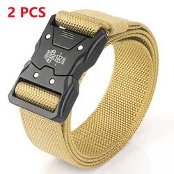 Men's Tactical Outdoor Nylon Belt with Multi - Function Buckle - 120cm (2PC B1 kahki)