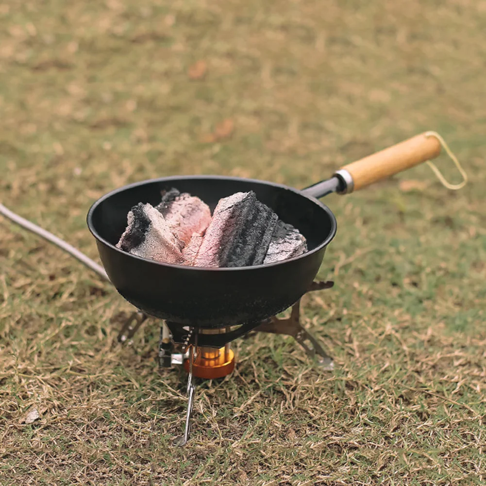 Hollow Charcoal Heater Stove Mini Iron Charcoals Burning Braziers Portable  Brazier Wooden Handle Camping Picnic BBQ Supplies