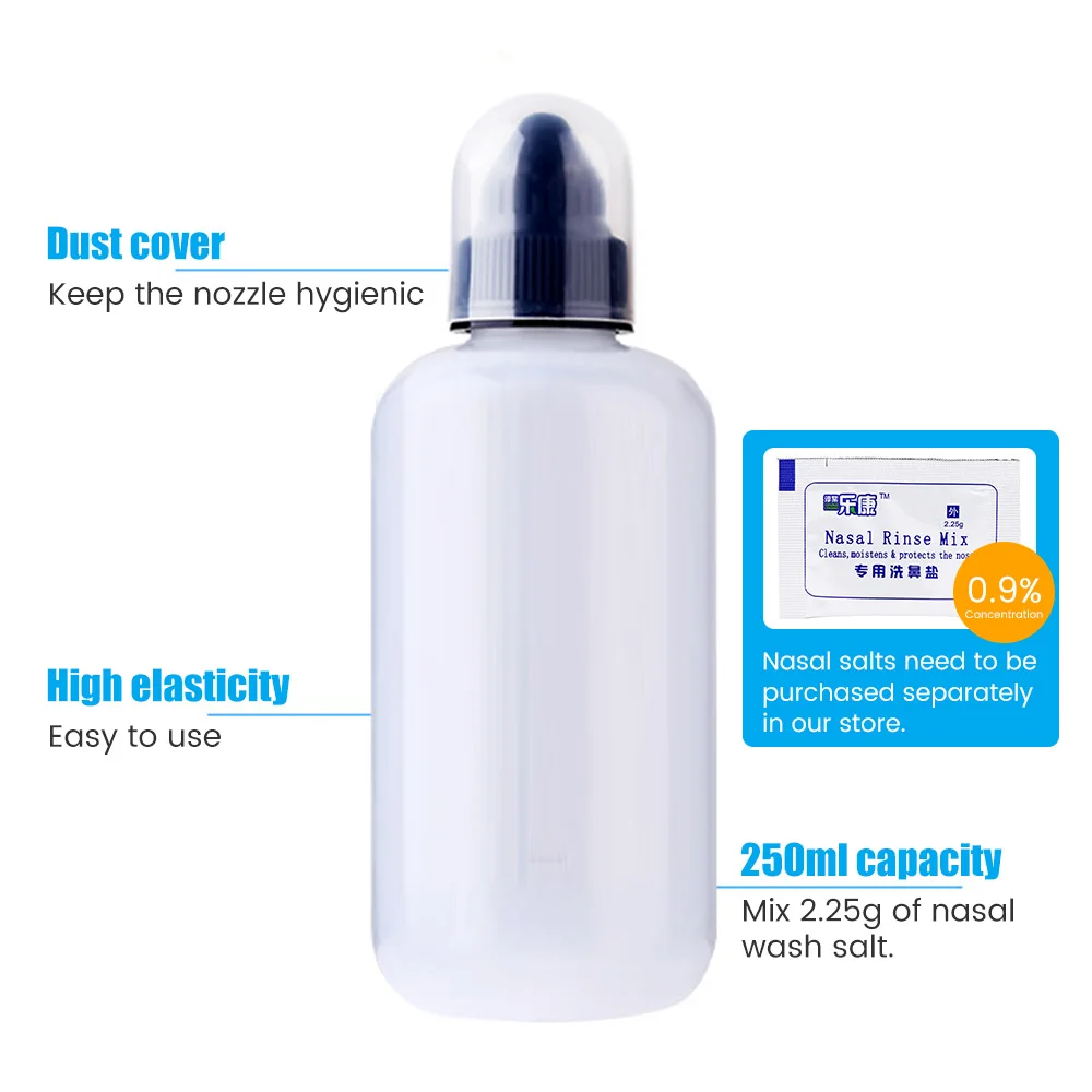 Nose wash cleaner 250ML Nasal Wash Bottle Nose Cleaner Irrigator Adult Children Nasal Cavity And Wash Bottle Physiological Saline Rhinitis