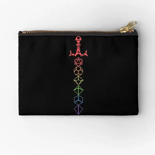 

Rainbow Dice Sword Tabletop Rpg Gaming Zipper Pouches Women Underwear Wallet Key Bag Men Packaging Panties Money Pure Coin