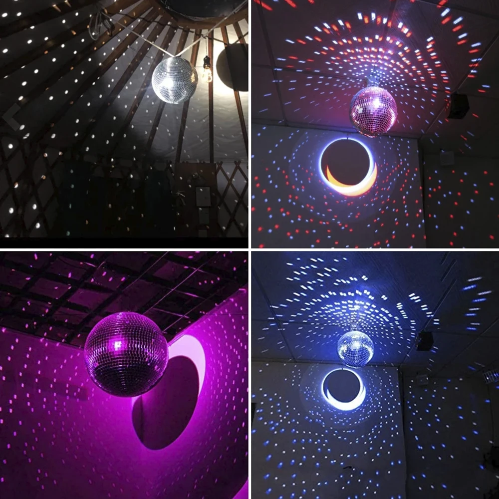 Disco Ball Light 8 Inches Glass Rotating Hanging Reflective Glitter