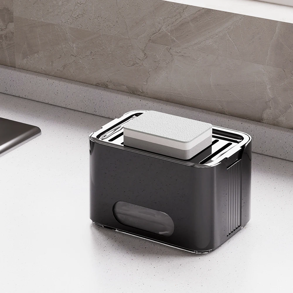 ที่กดสบู่เหลวแบบกดมือ สำหรับวางบนเคาน์เตอร์ครัว พร้อมที่กดฟองน้ำ มีหน้าจอแสดงปริมาณน้ำยา 1