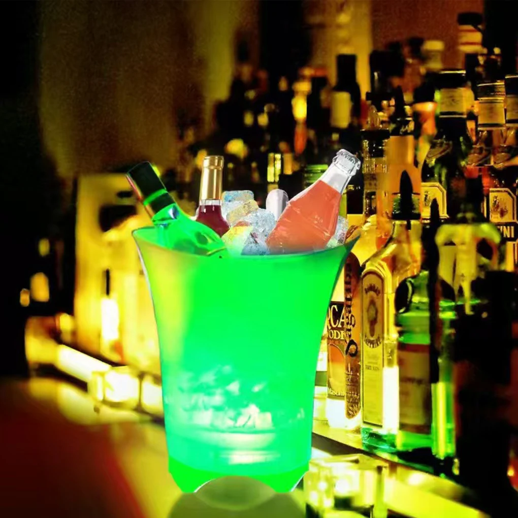 New 5L 6 Color LED Ice Bucket Waterproof Plastic Light Up Champagne Beer Buckets For Bars Nightclubs Night Party
