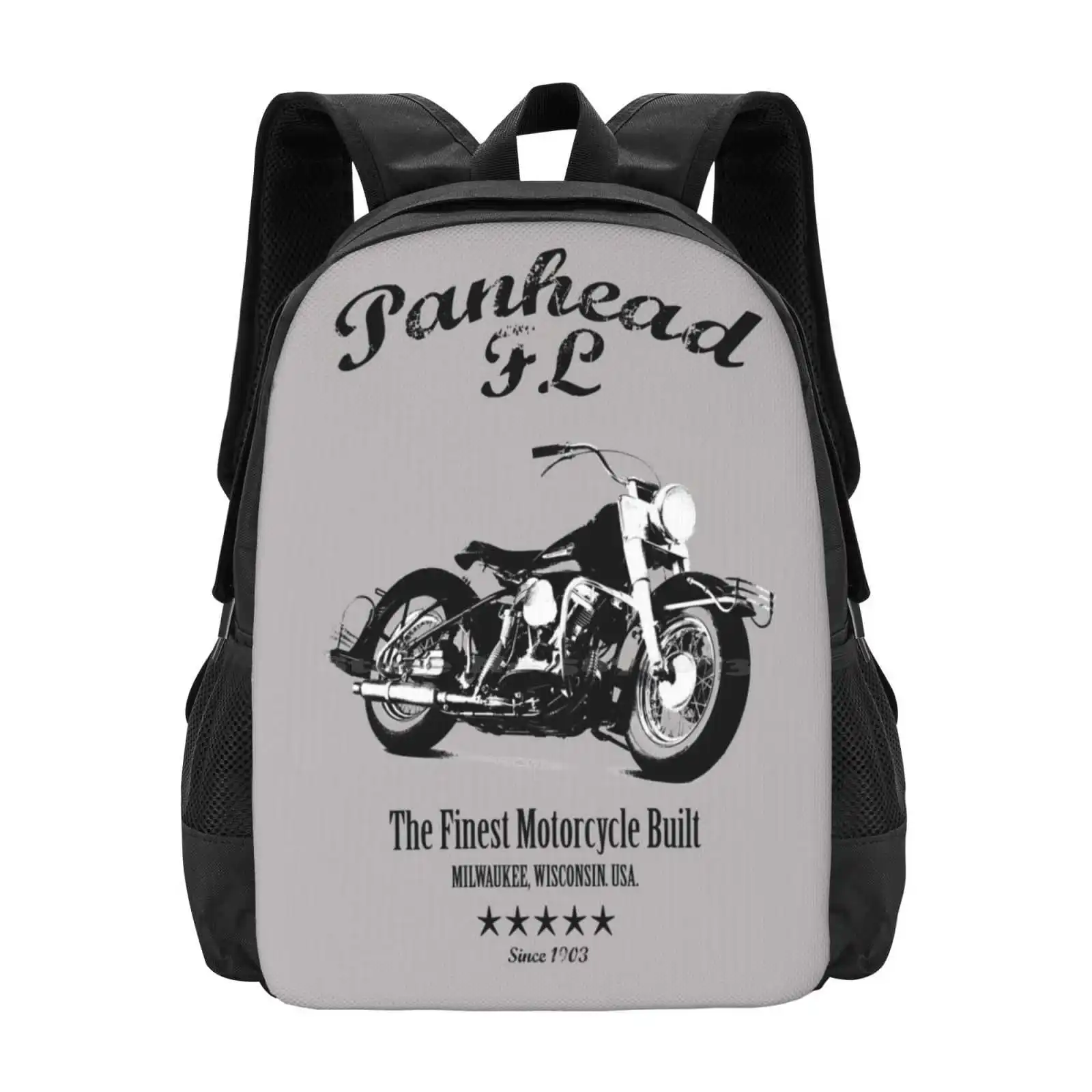 The Fl Panhead Pattern Design Laptop Travel School Bags Moto Panhead Classic Motorcycle Vintage Motorcycle Transport