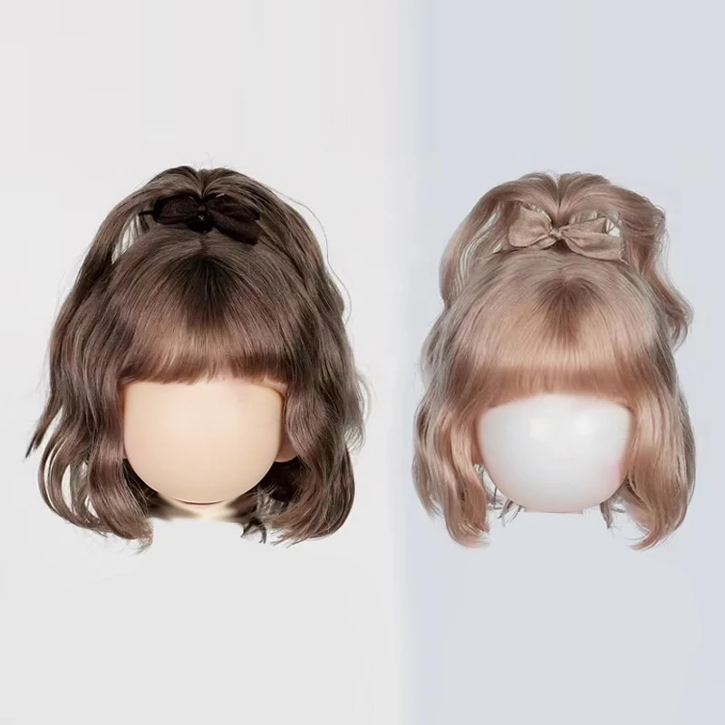新しい Awen 1/4 1/6 BJD 人形ウィッグ前髪ショートヘアハーフタイヘア