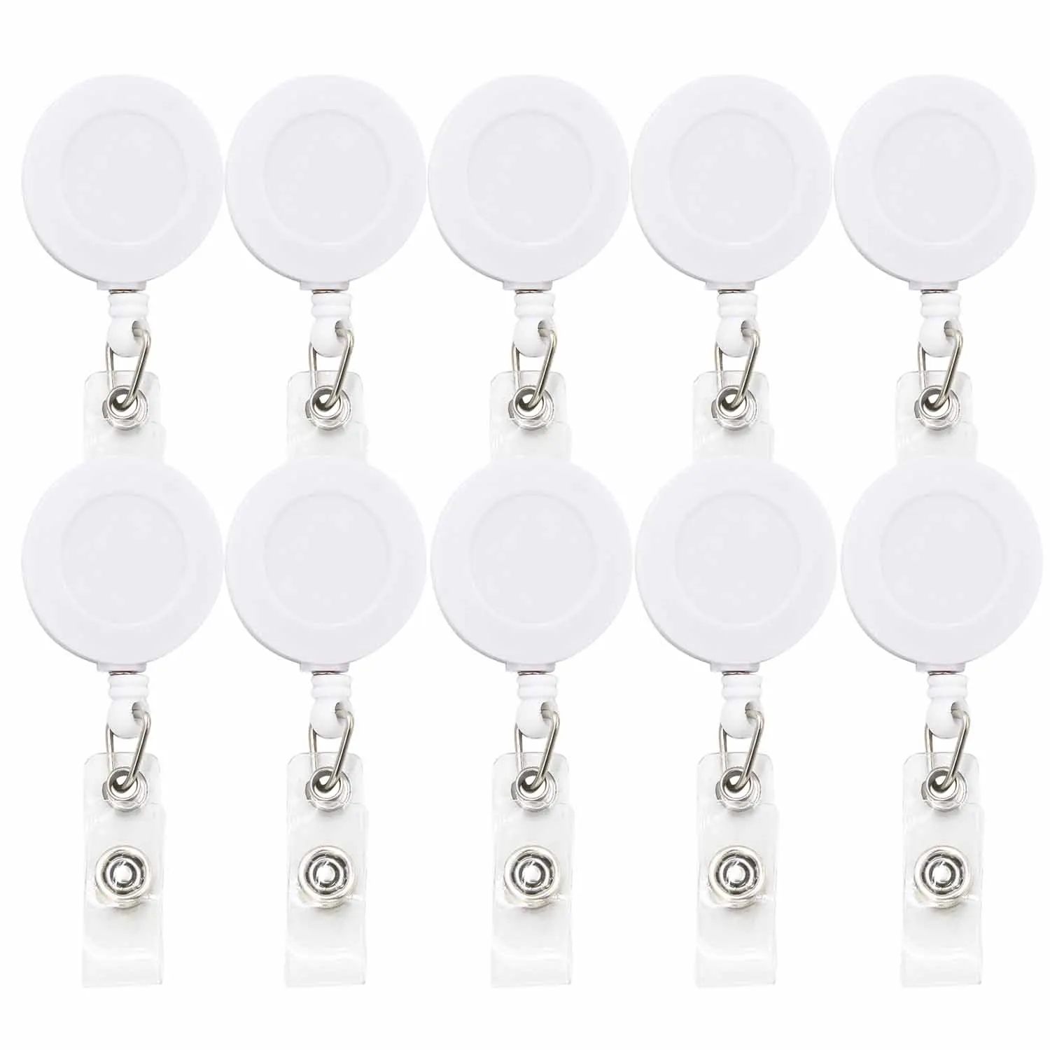 New 10 Pieces Black White Retractable Badge Holder ID Badges Reel