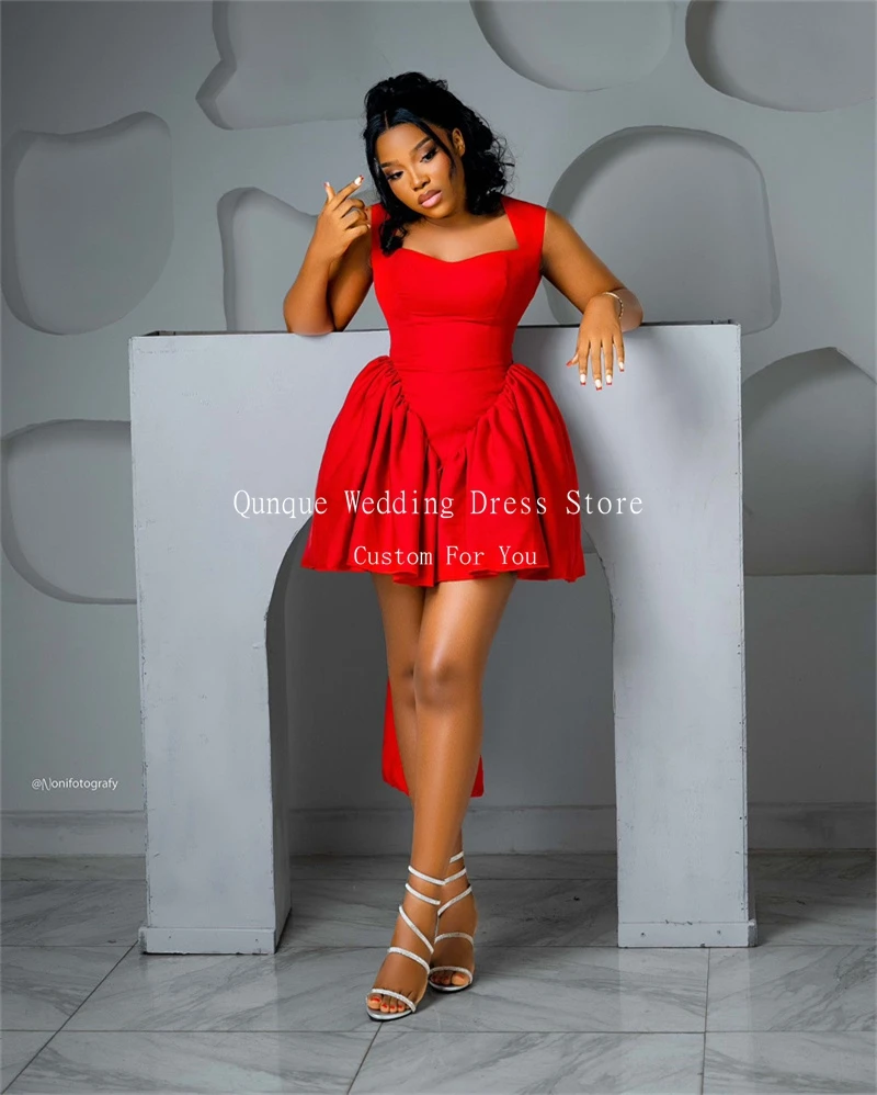 Cocktail Dress Qunque Red Short Prom Dresses Girls Sexy Birthday Dresses African Mini Cocktail Hollow Back Homecoming Dress