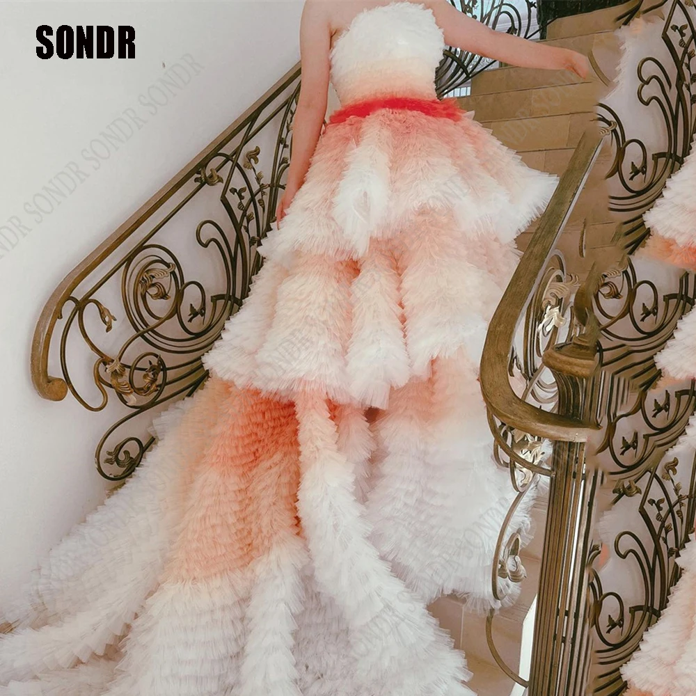 

SONDR Luxury White/Pink Ball Gowns Evening Dresses For Women Tiered Sleeveless Pricness Formal Party Dress Celebrity Custom 2024