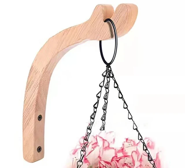 1pc Wooden Hanging Hooks Indoor Garden Plant Hanger Pots Basket Hooks  Outdoor Wind Chime Holder Hook