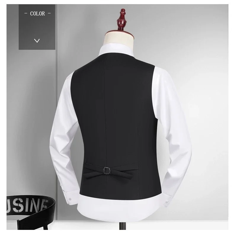 Fashion Single Breasted Suit Vests for Men Grey Black Navy blue High-end Male Waistcoat Slim Fit Formal Business Casual Vest 5