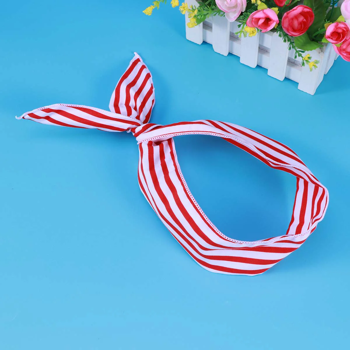 

Bow Headbands Rabbit Ear Wire Hairbands Yoga Wraps Sports Turban Hair Holder Hair Accessories for ( Red and White Stripe )