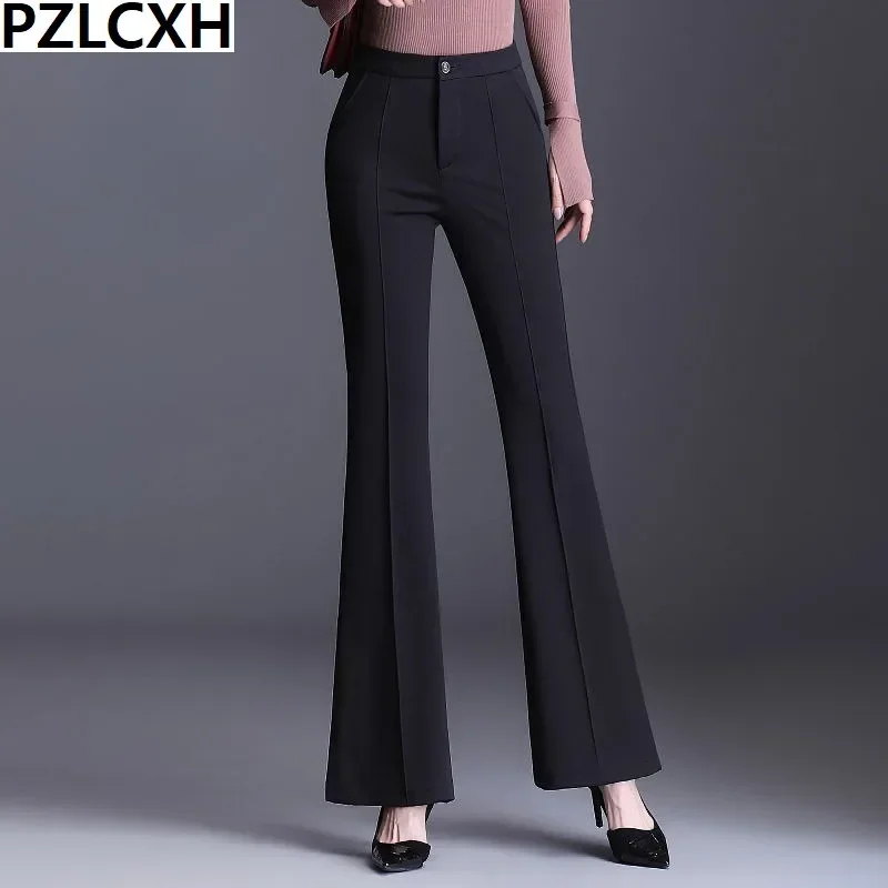 High Waist Slight Bell-bottom Pants Women's New Korean Version Pendant Sense of Thin Long Pants Bell-bottom Casual Pants