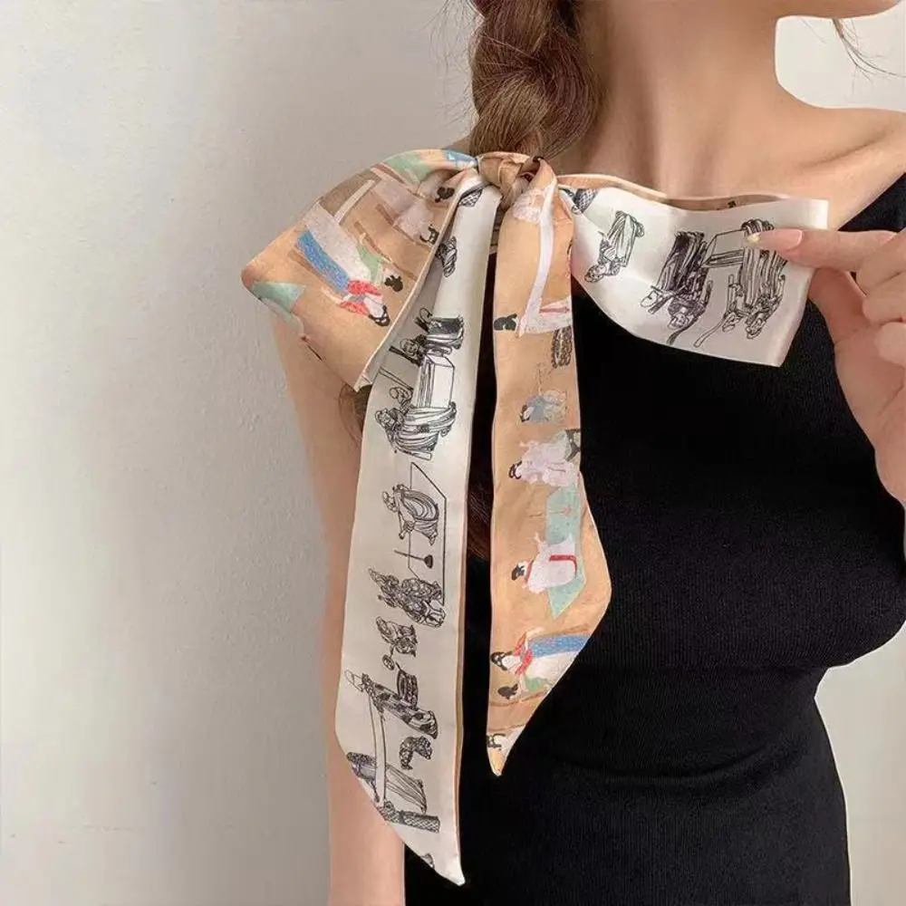 Mode Ölgemälde Stirnband Chinesischen Stil Floral Band Kopftücher Neue Haar Band Schal Schmetterling Krawatte Haar Blumen Bands – Detail 4