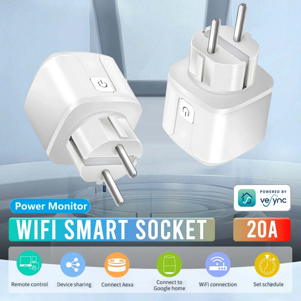 Vesync WiFi Smart Plug 20A EU Socket Adapter Smart Home With Power Monitor  Timing Remote Comtrol Works with Alexa Google Home - AliExpress