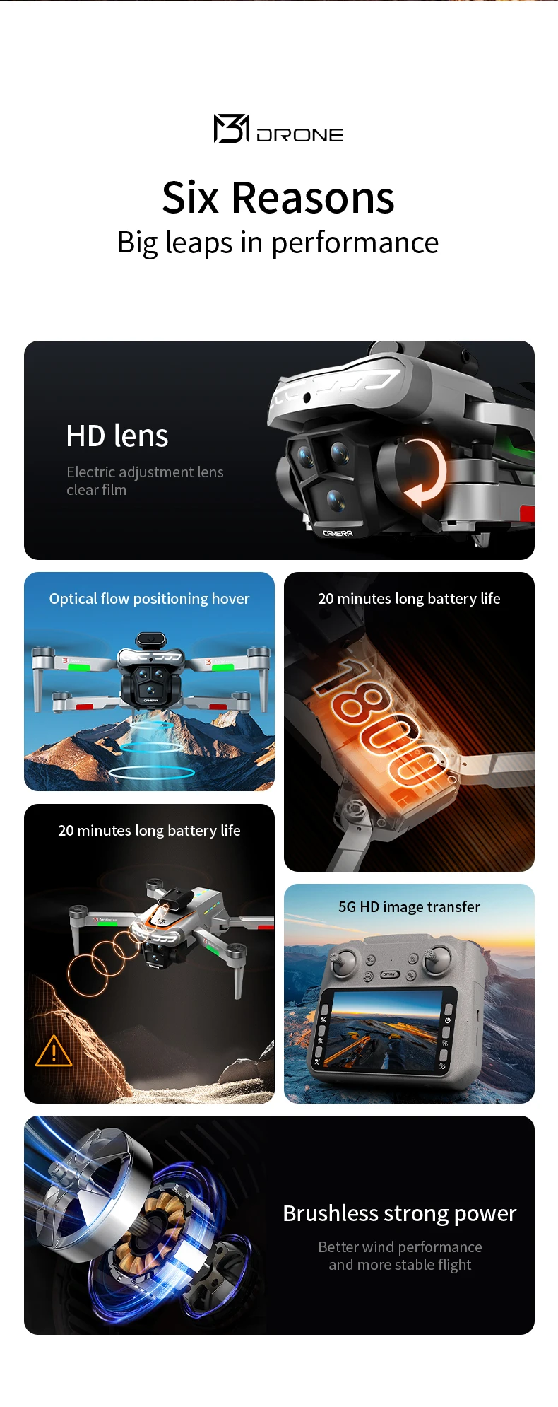 New M3 Drones 8K Brushed APP Mobile Phone Control Battery Life Time OF About 12 Minutes Positioning With Optical Flow Toys Gifts