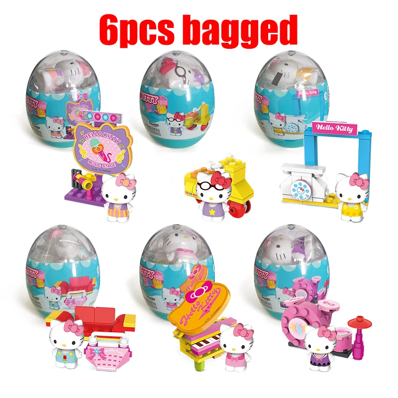 thumbnail image 1 of Juego de bloques de construcción de Hello Kitty Sanrio Gacha, figura de Anime, My Melody, Kuromi, Cinnamoroll, juguete de cápsula, insertar, regalos para niños, 1 of 5