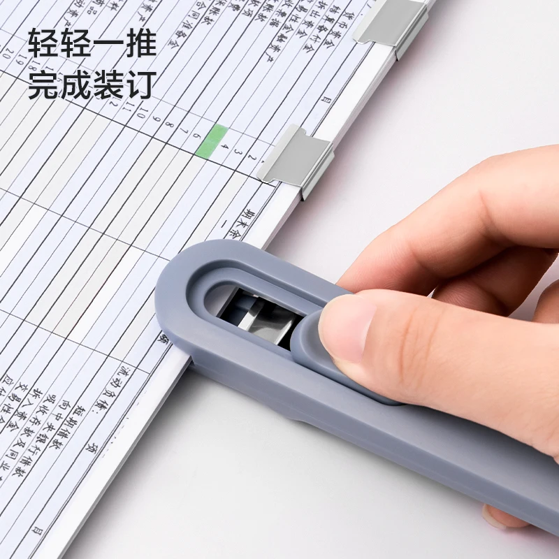 Deli Nusign Portable Hand Paper Clip Dispenser Stapler with 8pcs Metal Refill Clips File Document Clamp Binding Tool Clipper push stapler hand stapler