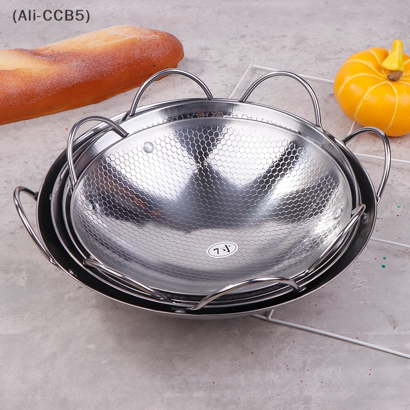 1Piece Stainless Steel Outdoor Gas Stove and Alcohol Stove Special Small Hot Pot Chinese Frying Pan Camping Cookware