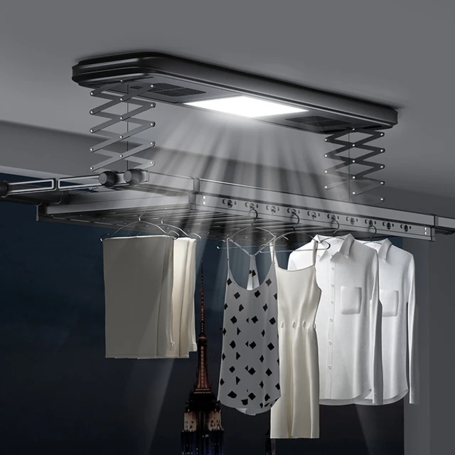 Clothes Line Electric Drying Rack Ceiling Mounted Hanging Clothes Dryer  Automatic Electric Laundry Rack - AliExpress