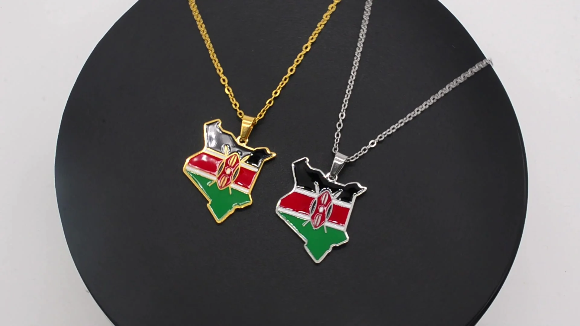 Kenya Map Pendant Necklace - Gold Plated Stainless Steel, African Country Jewelry Gift - View #14