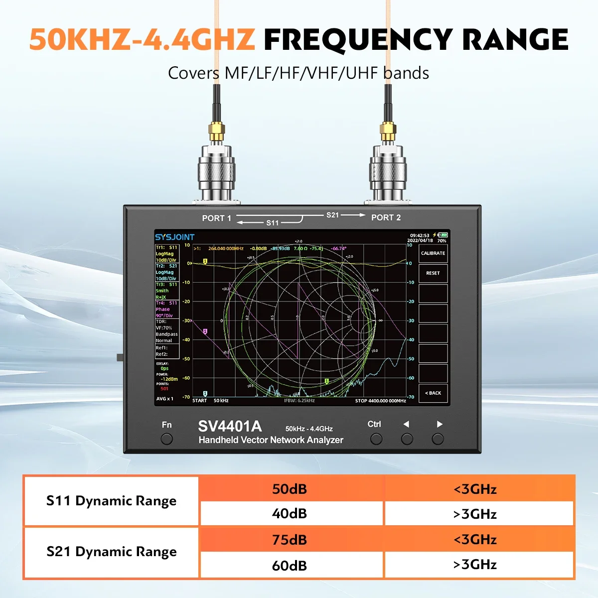 NanoVNA SV4401A Vector Network Analyzer 7" Touch LCD 50KHz-4.4GHz Antenna Analyz